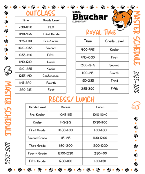 2025-2026 Master Schedule